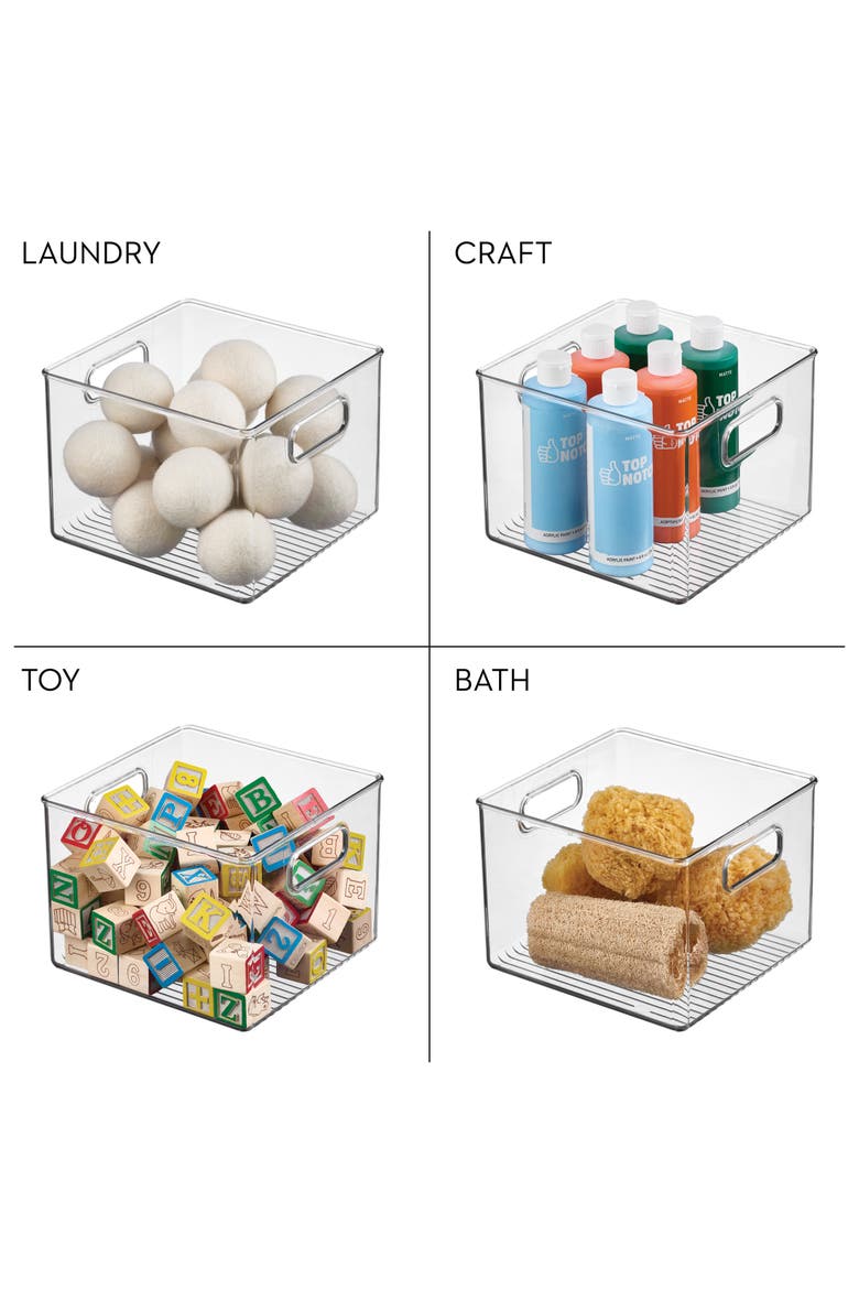 Pantry Storage Bin with Handles for Kitchen Cabinets or Fridge - Set of 4 - Clear, Alternate, color, Clear