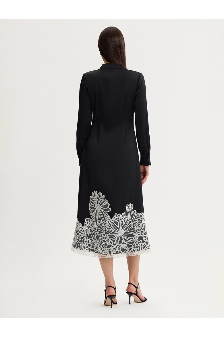 Fit & Flare Lace Crepe de Chine Maxi Dress, Alternate, color, Black/White