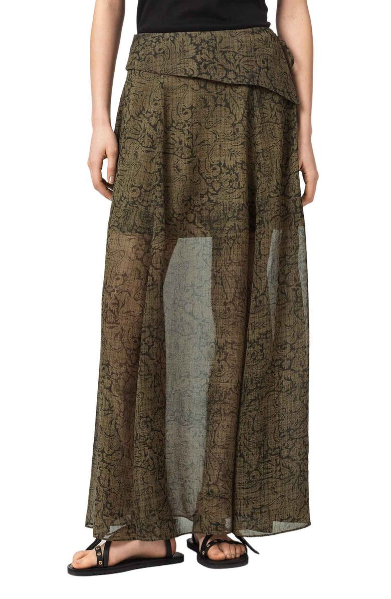 AllSaints Sali Sheer Maxi Skirt, Main, color, 