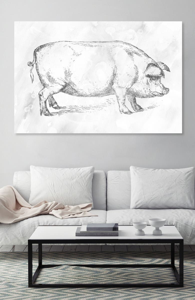 Oliver Gal Silver Pig Canvas Wall Art, Alternate, color, 