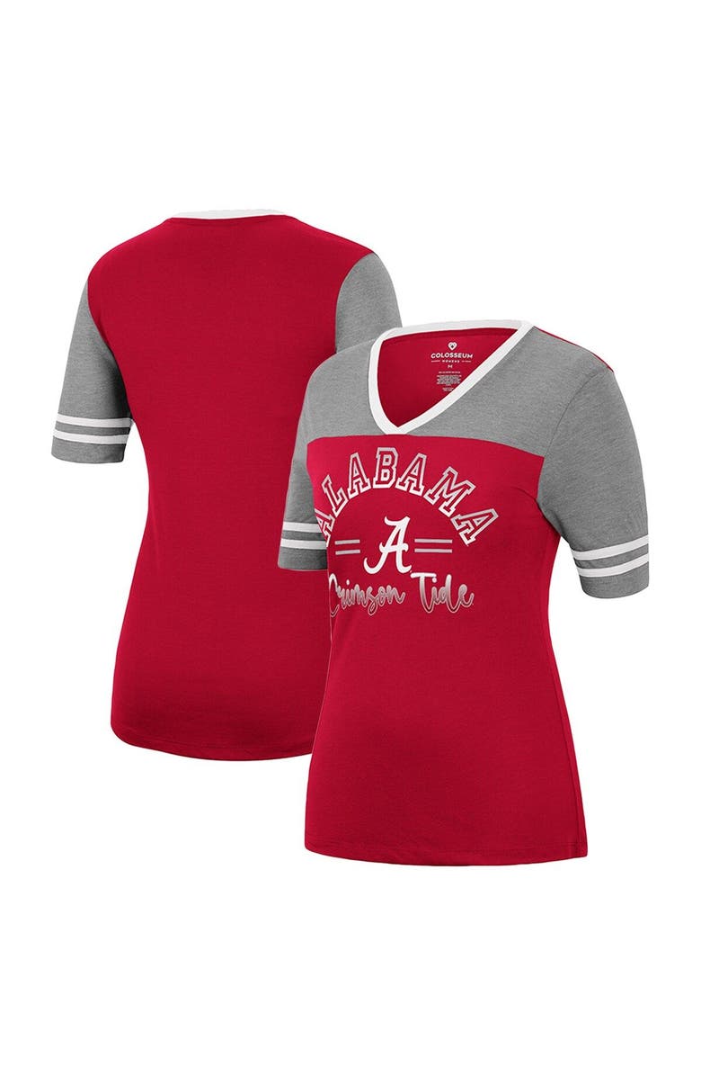 COLOSSEUM Women's Colosseum Crimson/Heathered Gray Alabama Crimson Tide There You Are V-Neck T-Shirt, Main, color, 