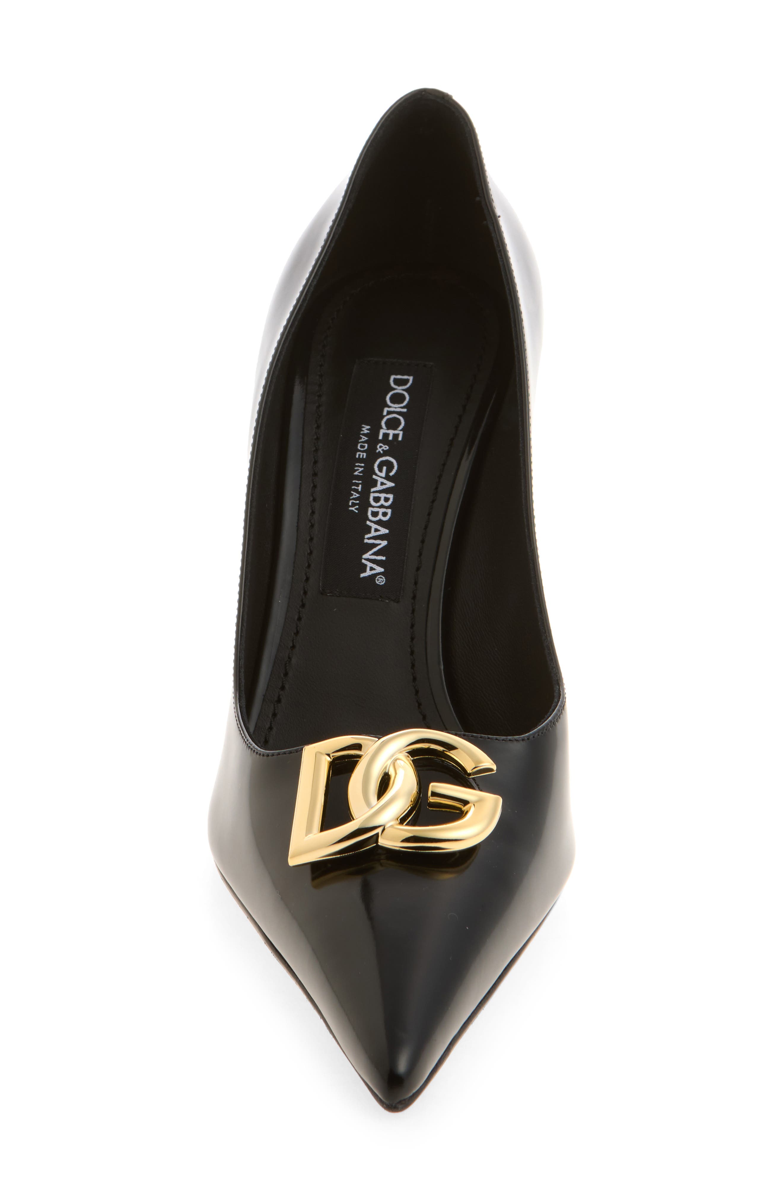 DG Logo Pointed Toe Pump, Alternate, color, BLACK