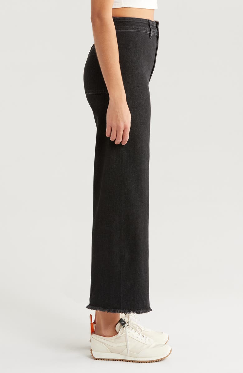 Billabong Free Fall Stretch Crop Wide Leg Jeans, Alternate, color, Black Rinse