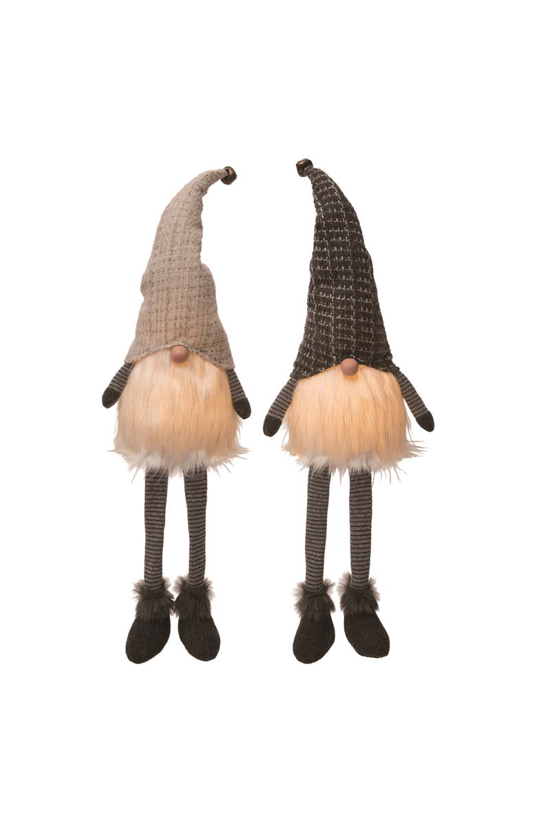 Transpac Plush Xmas Gnome Sitter Set of 2 Christmas Decorations, Main, color, Multicolor