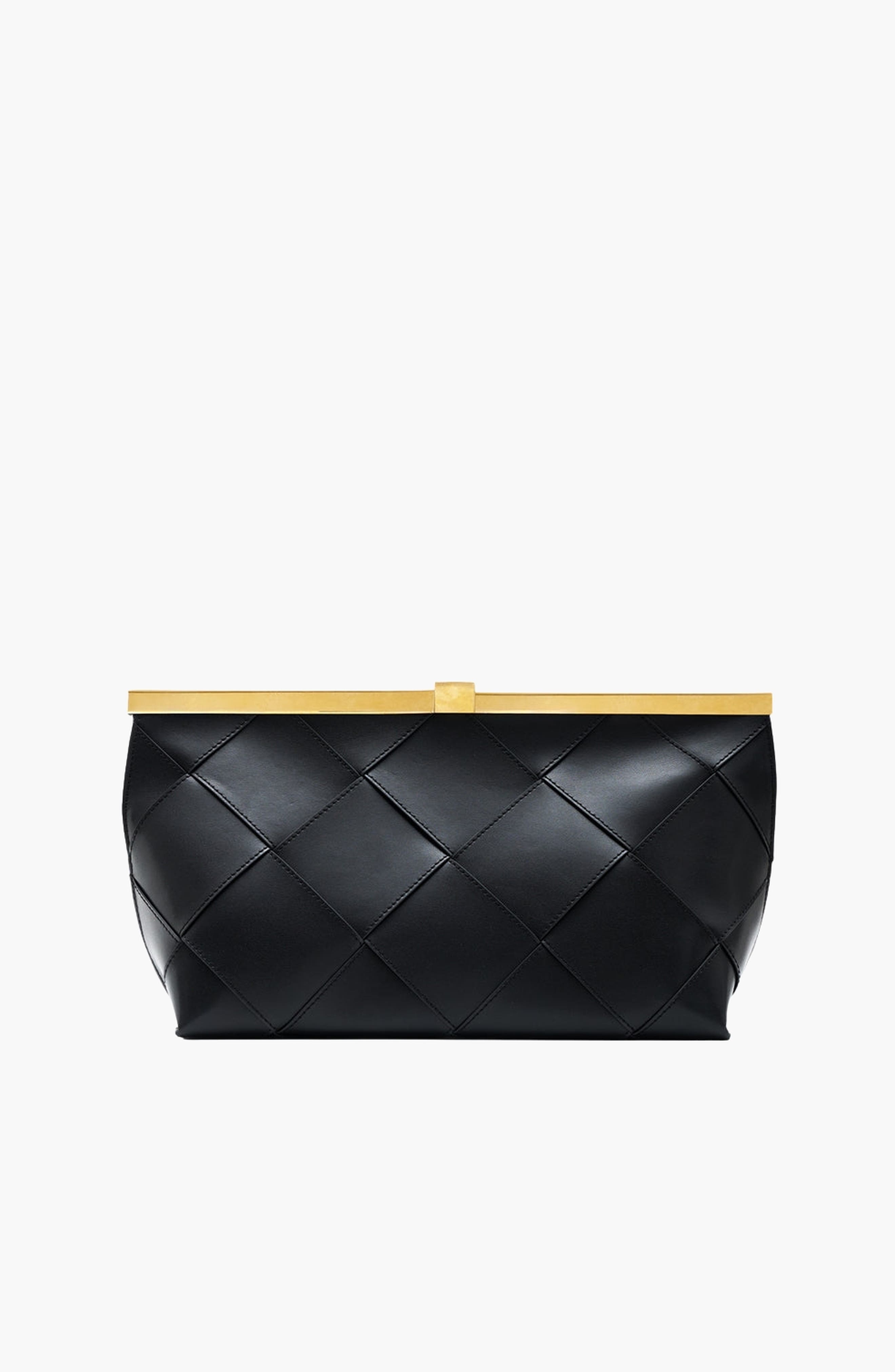 Anine Clutch Braided Leather, Alternate, color, Black