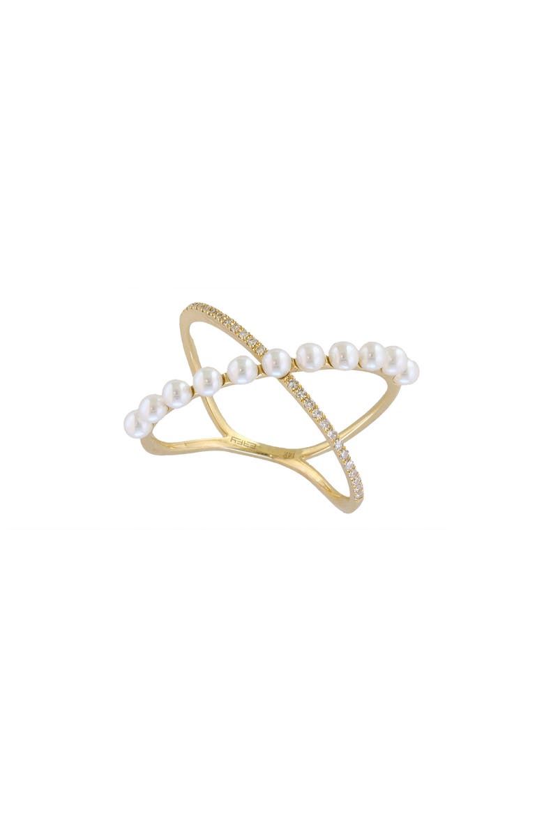 Diamond & Freshwater Pearl Ring, Main, color, WHITE