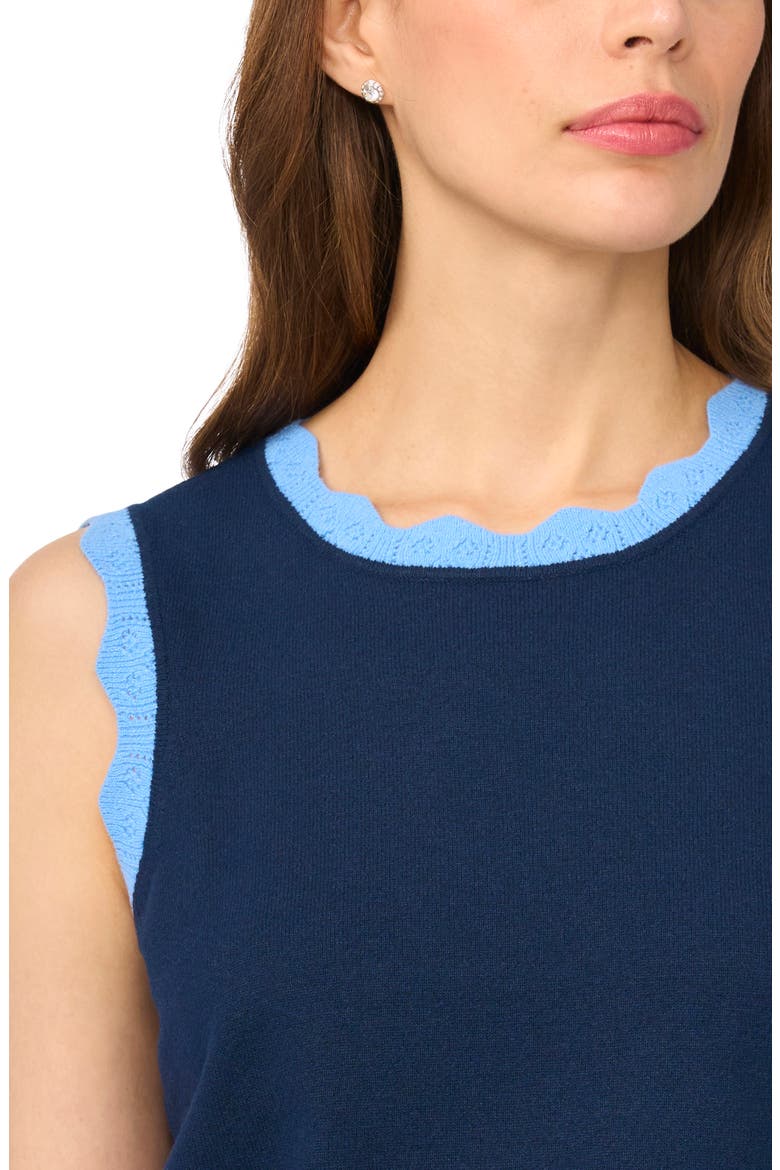 Scalloped Trim Sleeveless Sweater, Alternate, color, BLUE MIDNIGHT