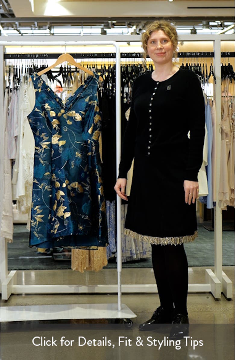 Metallic Jacquard Fit & Flare Cocktail Dress, sales video thumbnail