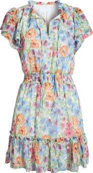 SUGARLIPS Ezia Garden Floral Print Ruffle Minidress