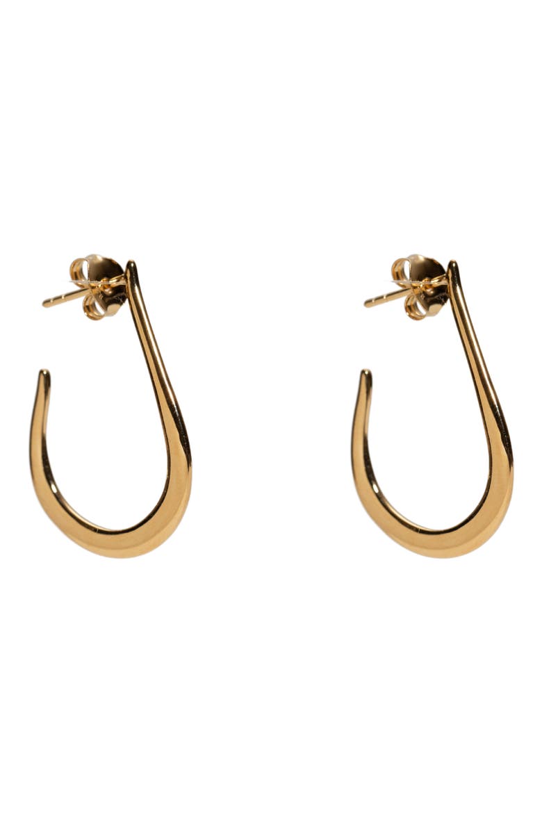 Flat J-Hoop Earrings, Main, color, GOLD