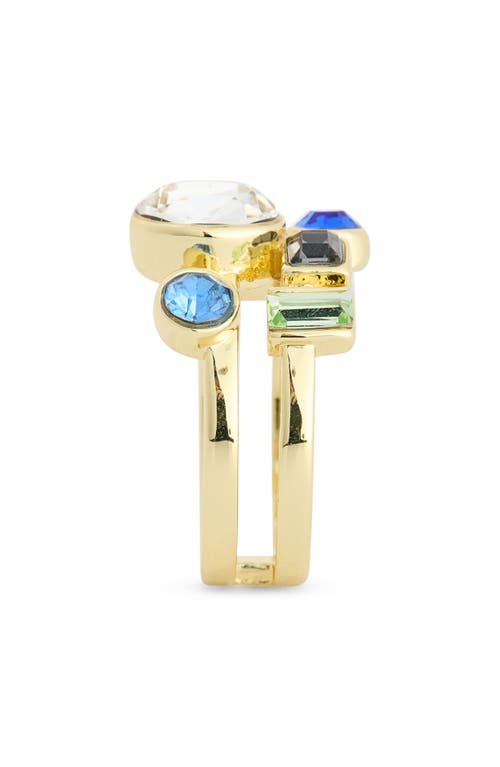 Covet Crystal Faux Stack Ring In Gold