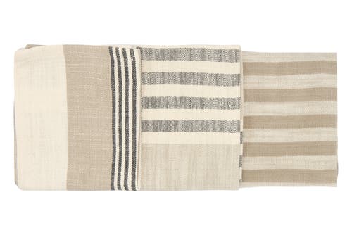 Storied Home Tan & Grey Striped Cotton Tea Towels In Gray