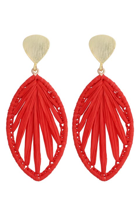 Rattan Marquise Drop Earrings