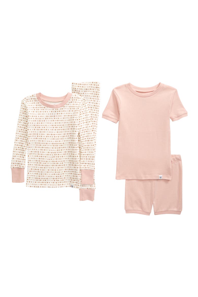 2-Pack Organic Cotton Fitted Two-Piece Pajamas, Main, color, SUGAR SWIZZLE LINEAR DOT PINK
