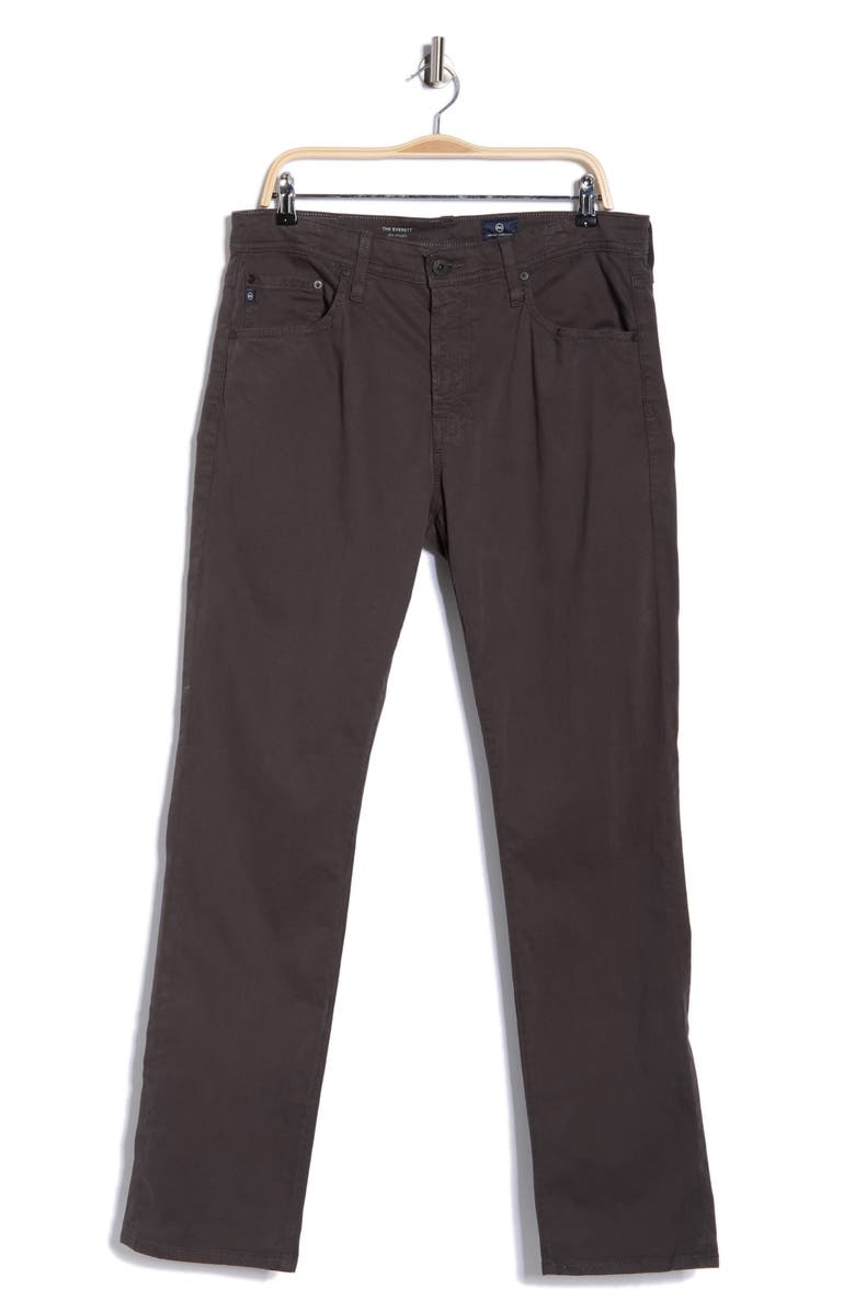 AG Everett Stretch Sateen Slim Straight Pants, Main, color, Dark Rock