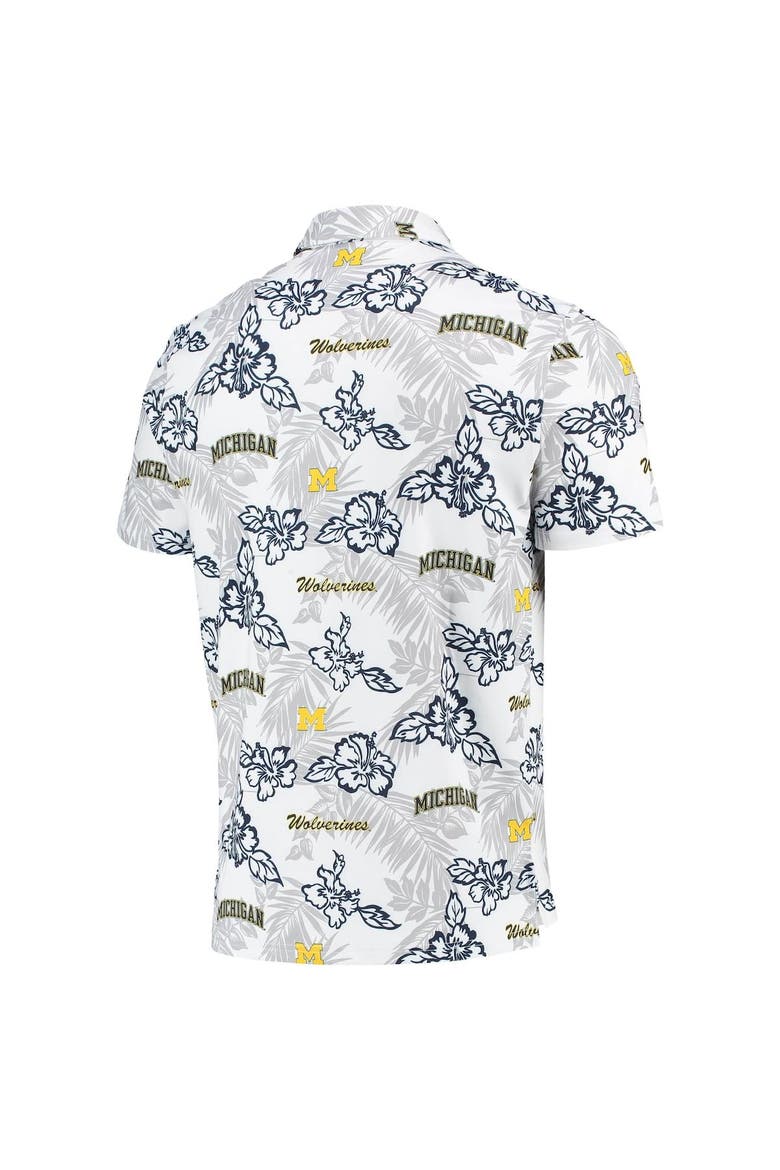 Men's Reyn Spooner White Michigan Wolverines Performance Polo, Alternate, color, White