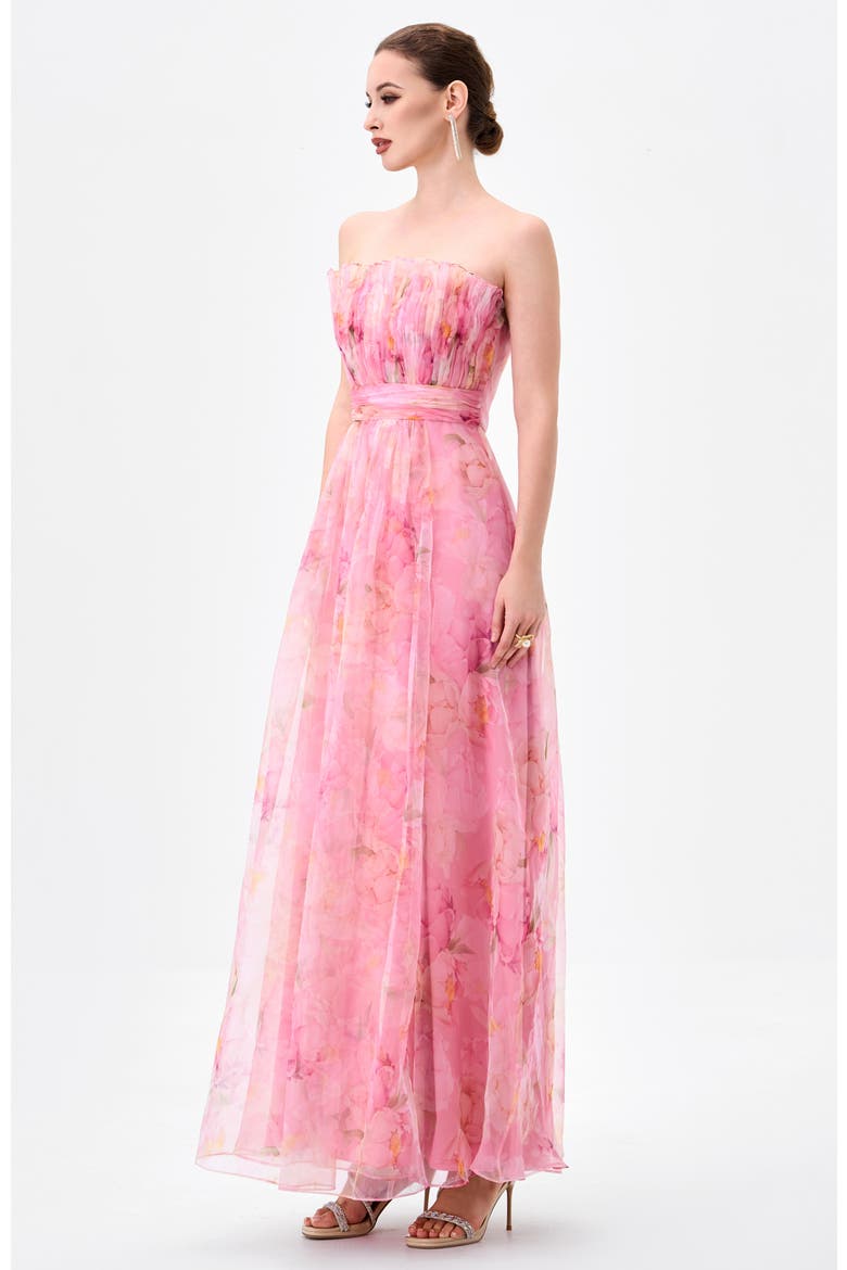 Meira Strapless Frill Gown, Alternate, color, FLORAL MULTI