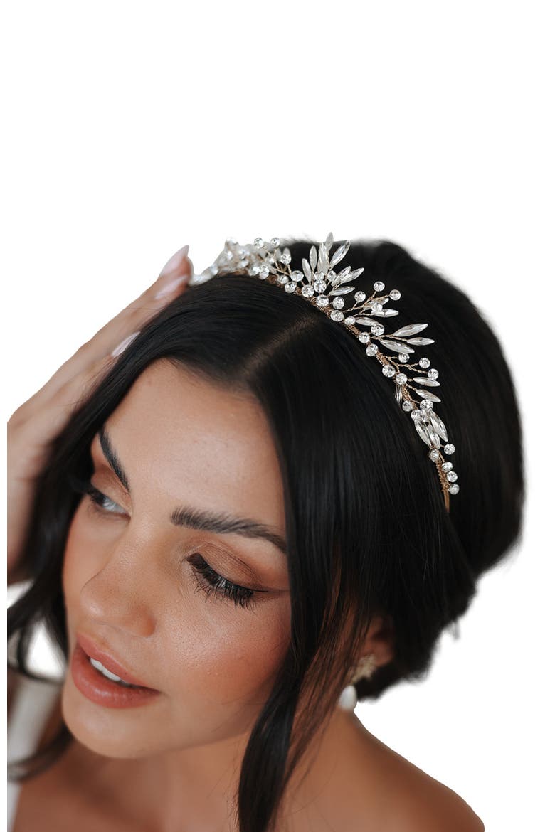 Rosamonde Crystal Tiara, Main, color, Gold