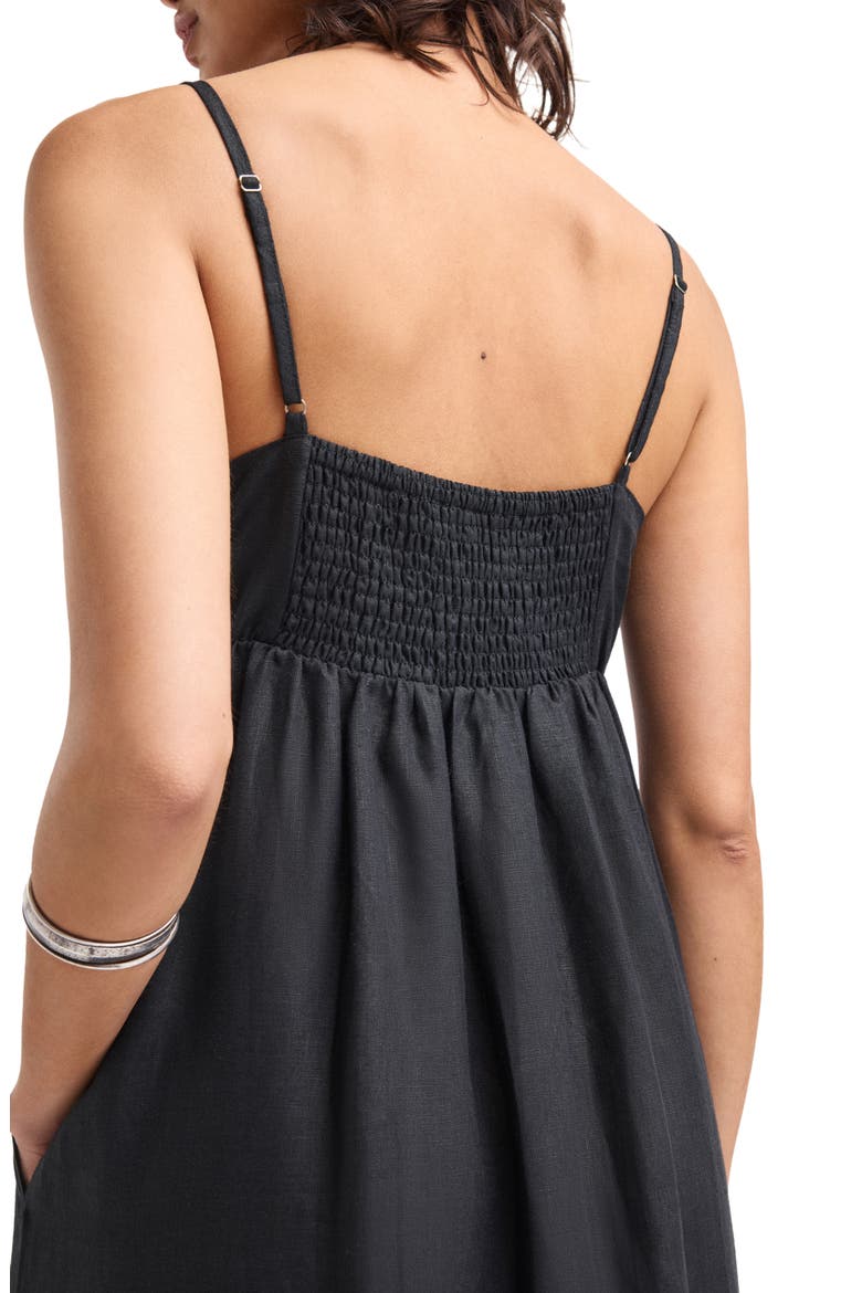 Zella Linen Cover-Up Maxi Dress, Alternate, color, BLACK