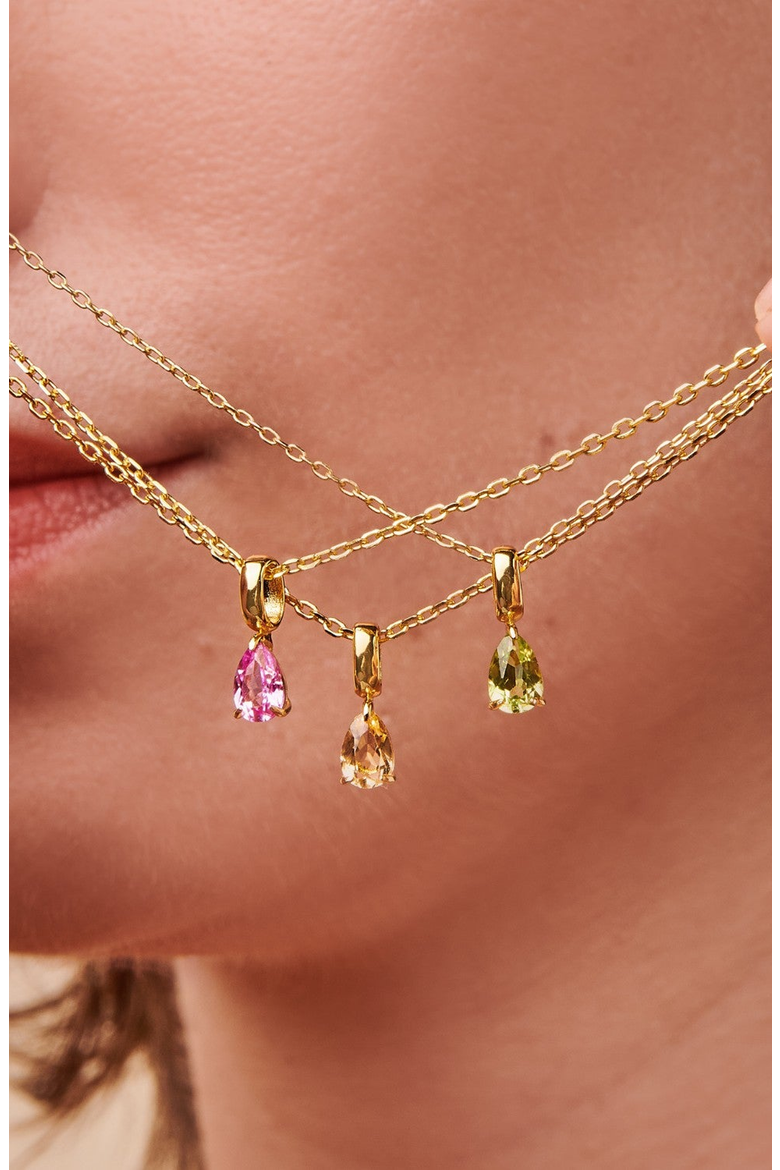 Birthstone Teardrop Necklace, Alternate, color, Citrine/November