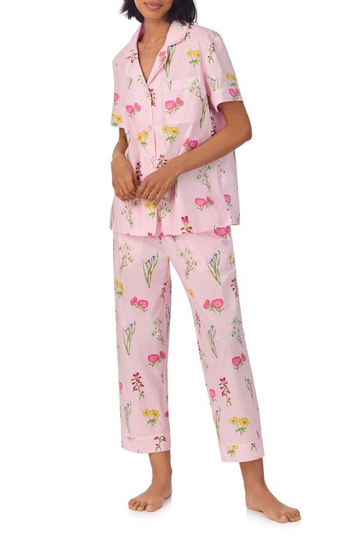 Bedhead Pajamas Print Stretch Organic Cotton Jersey Crop Pajamas In Pink