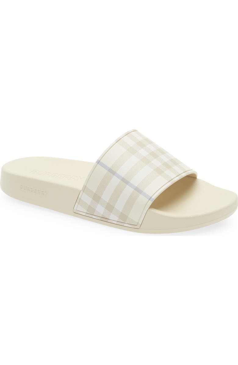 Burberry Furley Check Slide Sandal, Main, color, Ssm Beige Check