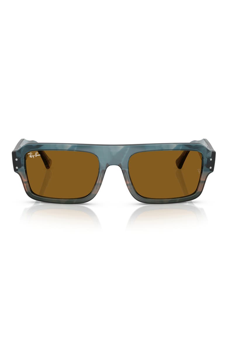 56mm Rectangular Sunglasses, Main, color, HAVANA BLU / BROWN