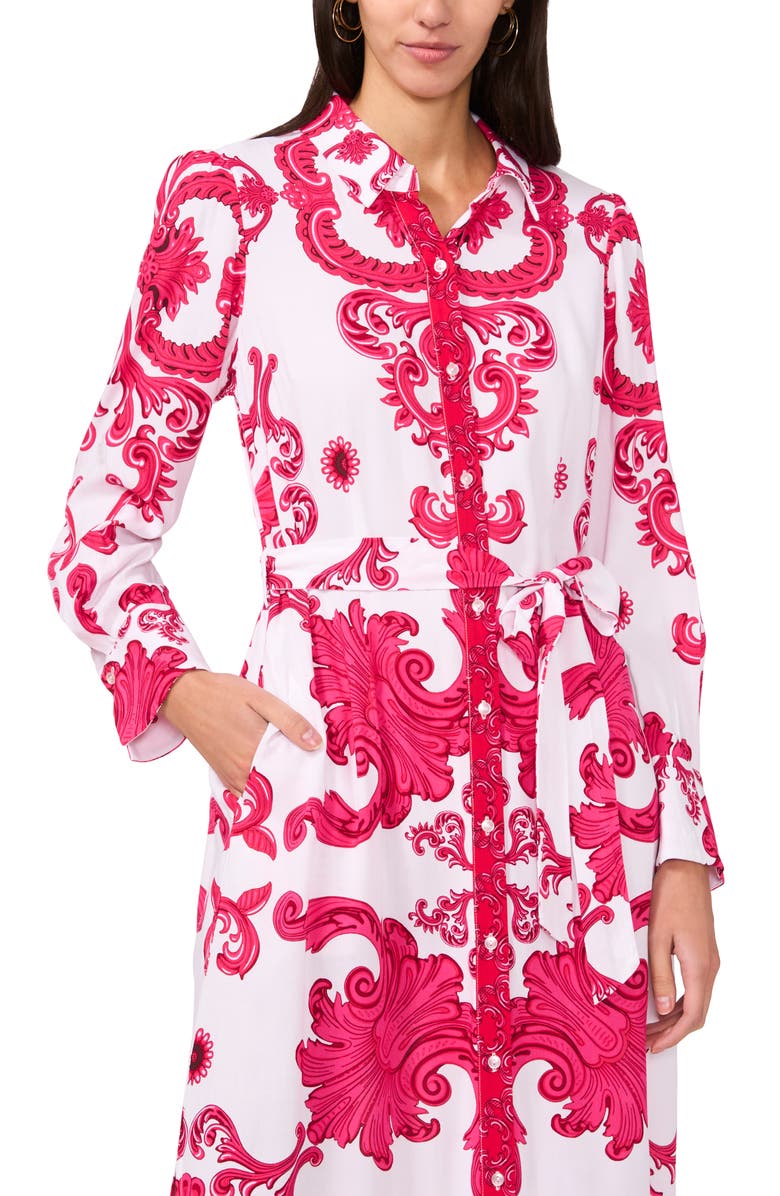 Halogen<sup>®</sup> Print Long Sleeve Belted Shirtdress, Alternate, color, 