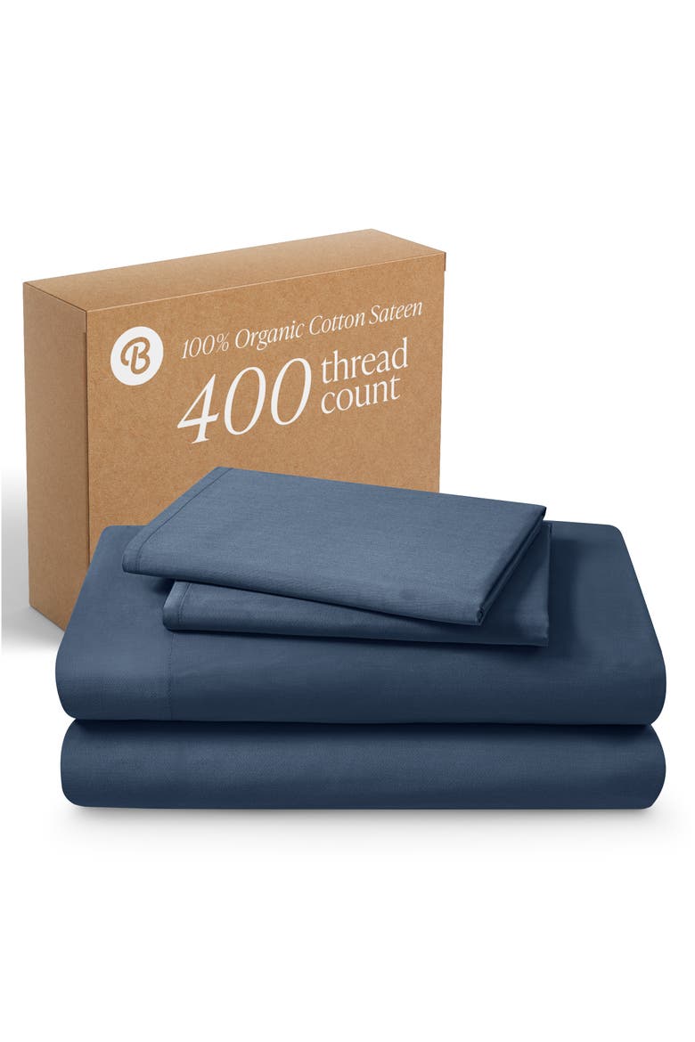 400 Thread Count Organic Cotton Sateen Sheet Set, Main, color, Bering Sea