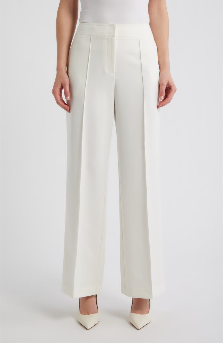 Elie Tahari The Lowen Pleat Front Pants, Main, color, Sky White