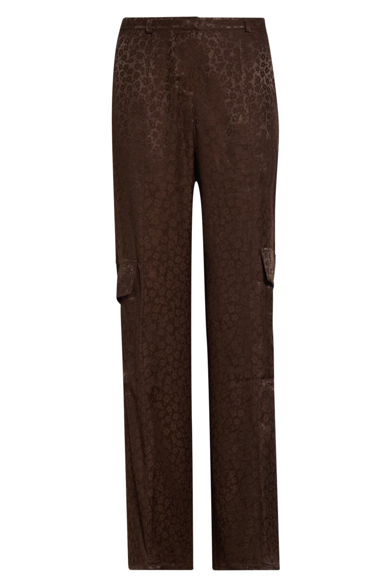 Kimmy Satin Jacquard Straight Leg Cargo Pants, Alternate, color, BROWN