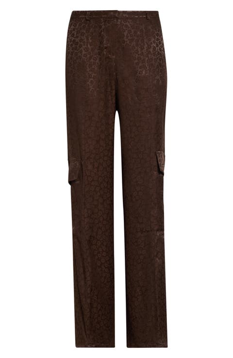 Kimmy Satin Jacquard Straight Leg Cargo Pants