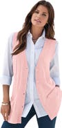 Roaman's Plus Size Drop Needle Vest Lightweight Sweater Knit