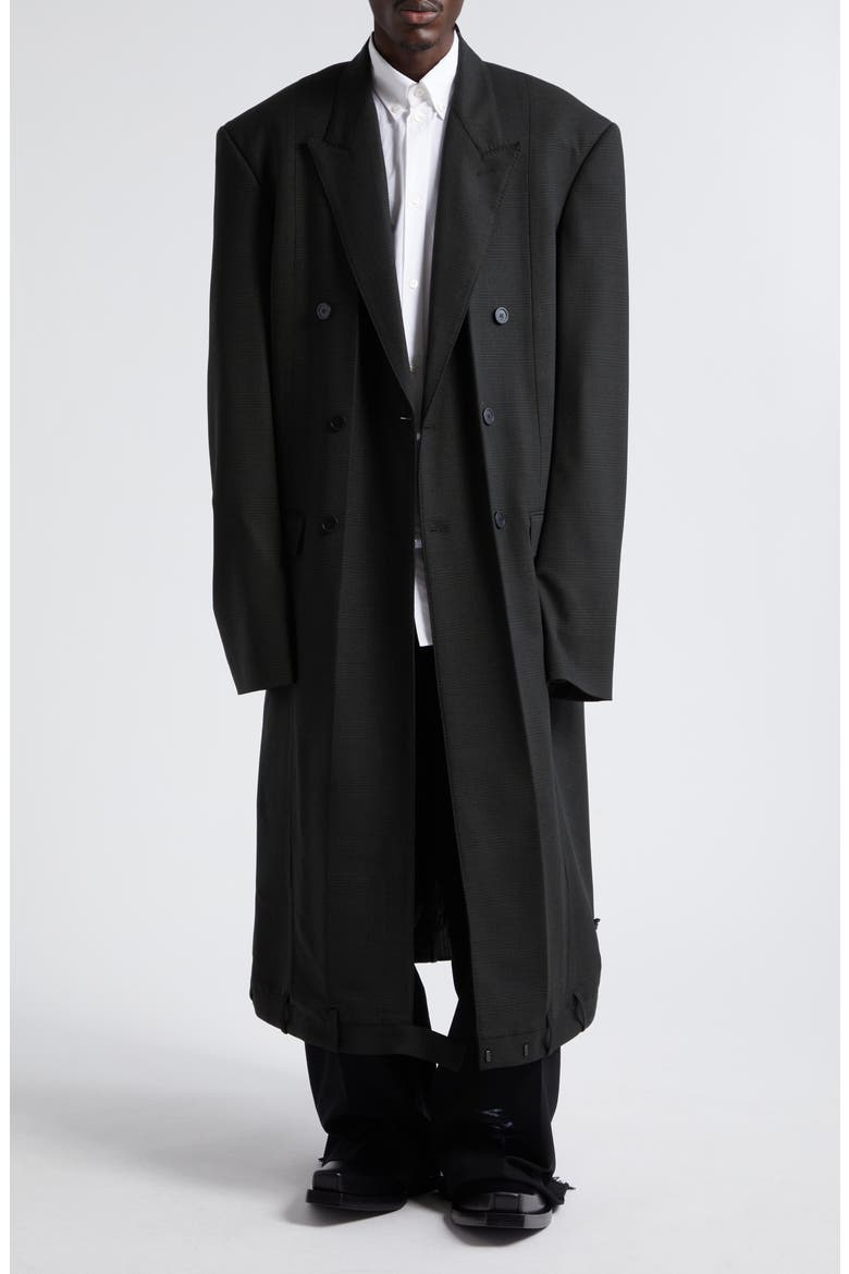 Glen Plaid Deconstructed Stretch Wool Coat, Main, color, KHAKI/ BLACK
