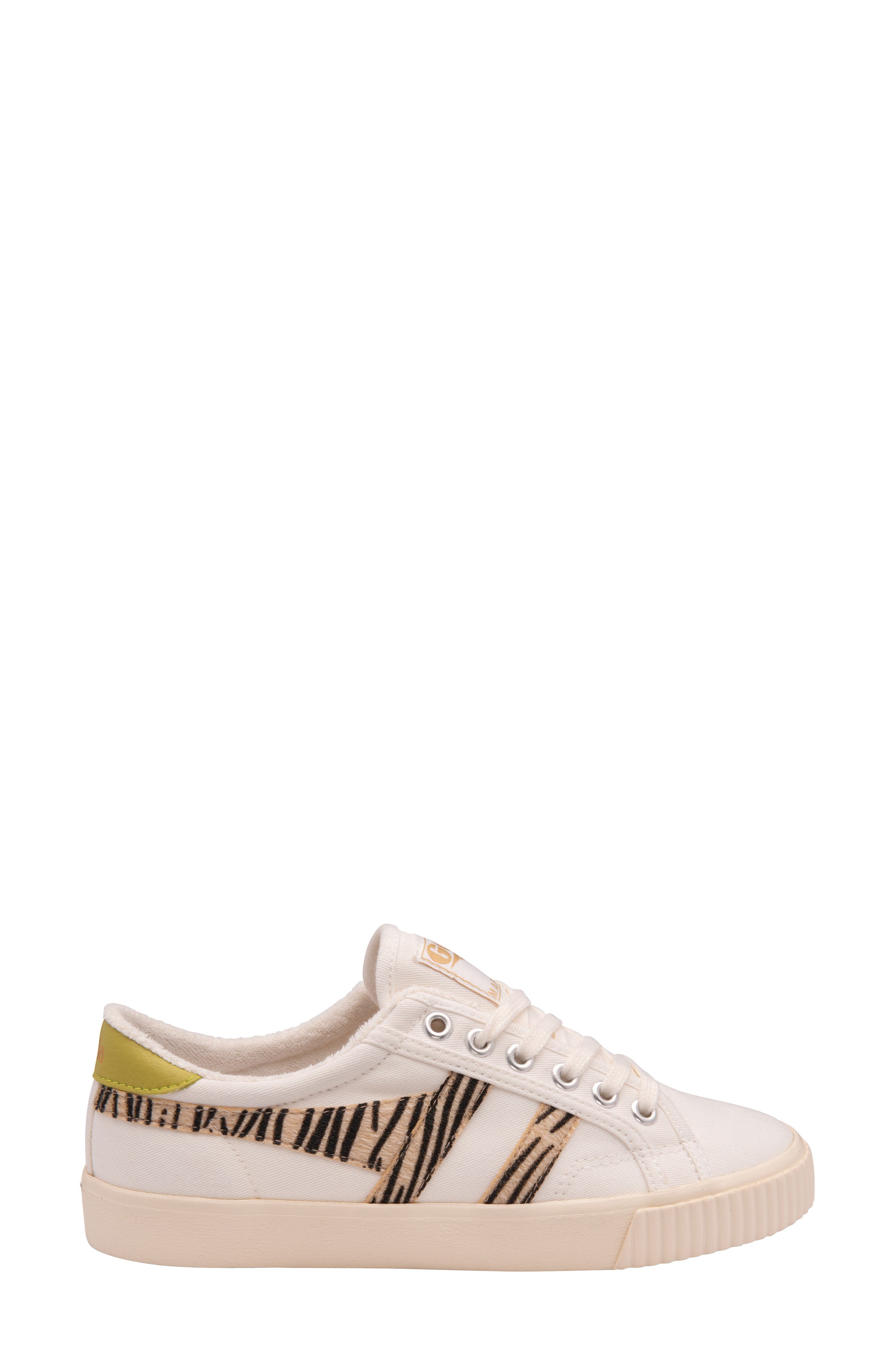 Gola Tennis Mark Cox Safari Sneaker, Alternate, color, Offwhite/ Zebra/ Citron