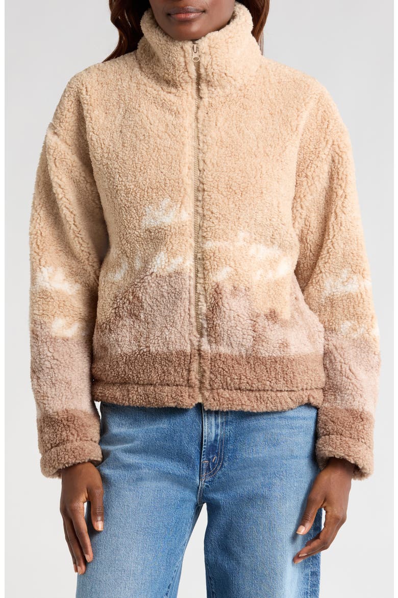 High Pile Fleece Jacket, Alternate, color, TAUPE COMBO PT2001