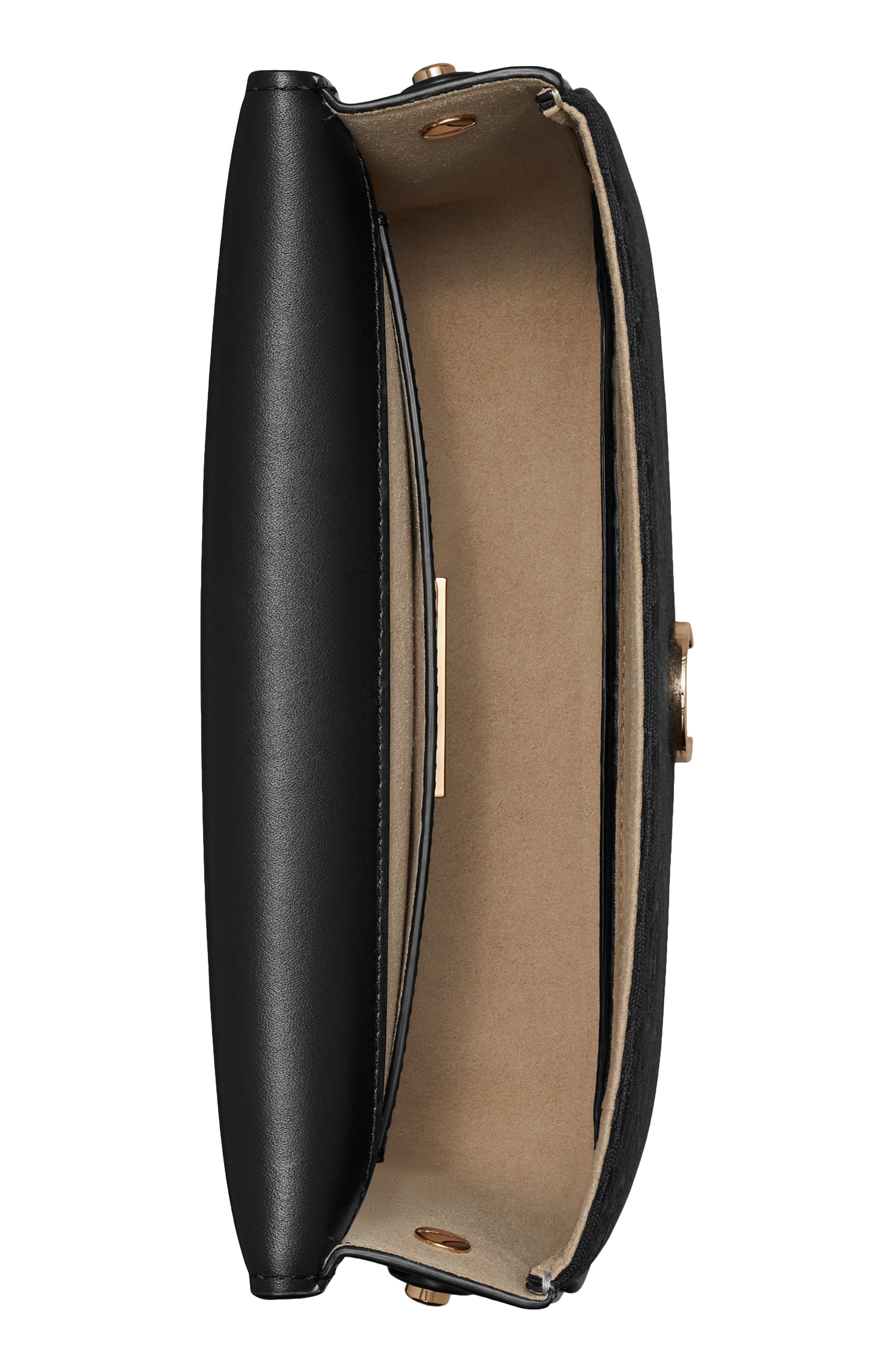 Tory Burch RobinsonT Monogram Jacquard & Leather Convertible Shoulder Bag, Alternate, color, 