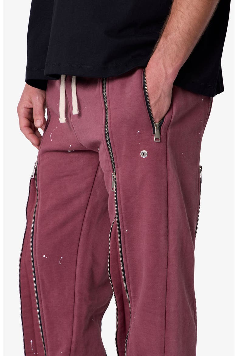 Rivet Zipper Flare Sweatpants, Alternate, color, RED