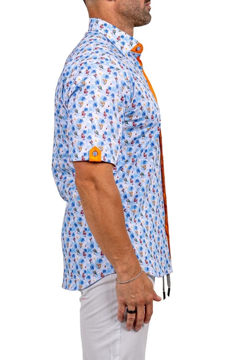 Galileo Marthy Short Sleeve Button-Up Shirt, Alternate, color, BLUE