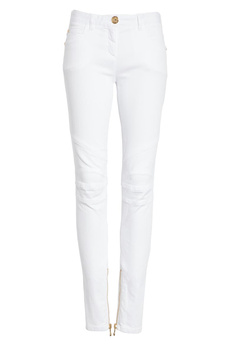 Skinny Moto Jeans, Alternate, color, WHITE