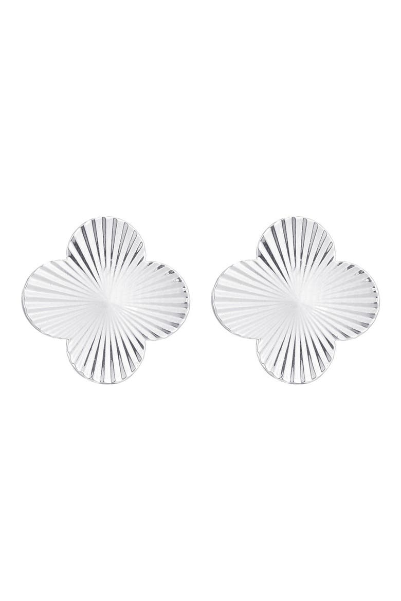 Prismatic Clover Stud Earrings, Main, color, SILVER