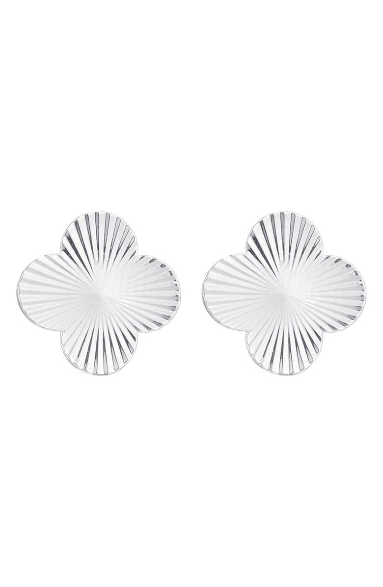 Adornia Prismatic Clover Stud Earrings, Main, color, Silver