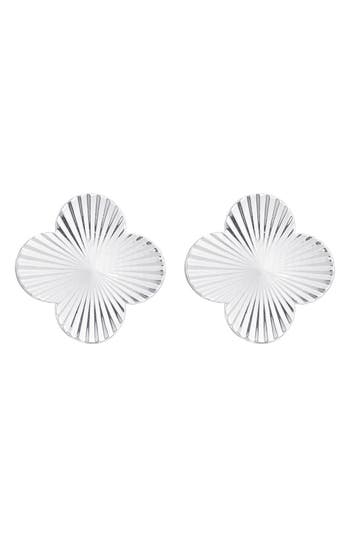 Adornia Silver Plated Prismatic Clover Stud Earrings In Silver