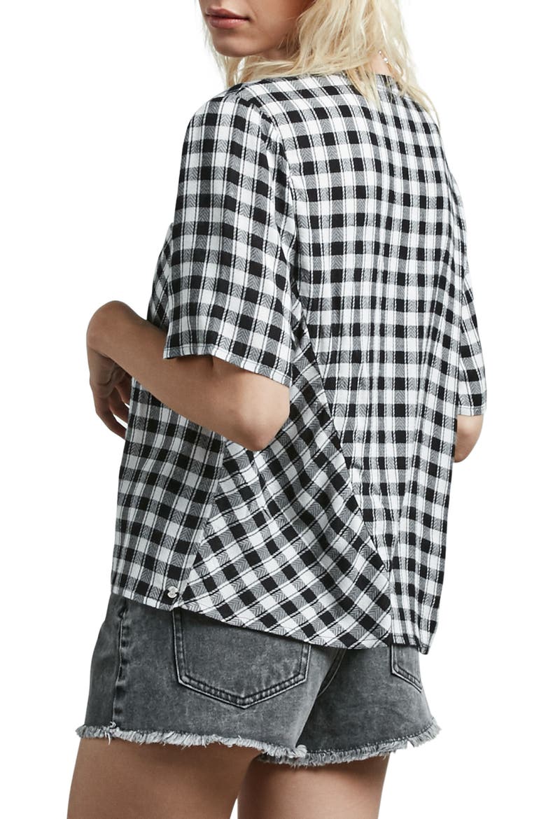 Pick It Up Gingham Top, Alternate, color, BLACK