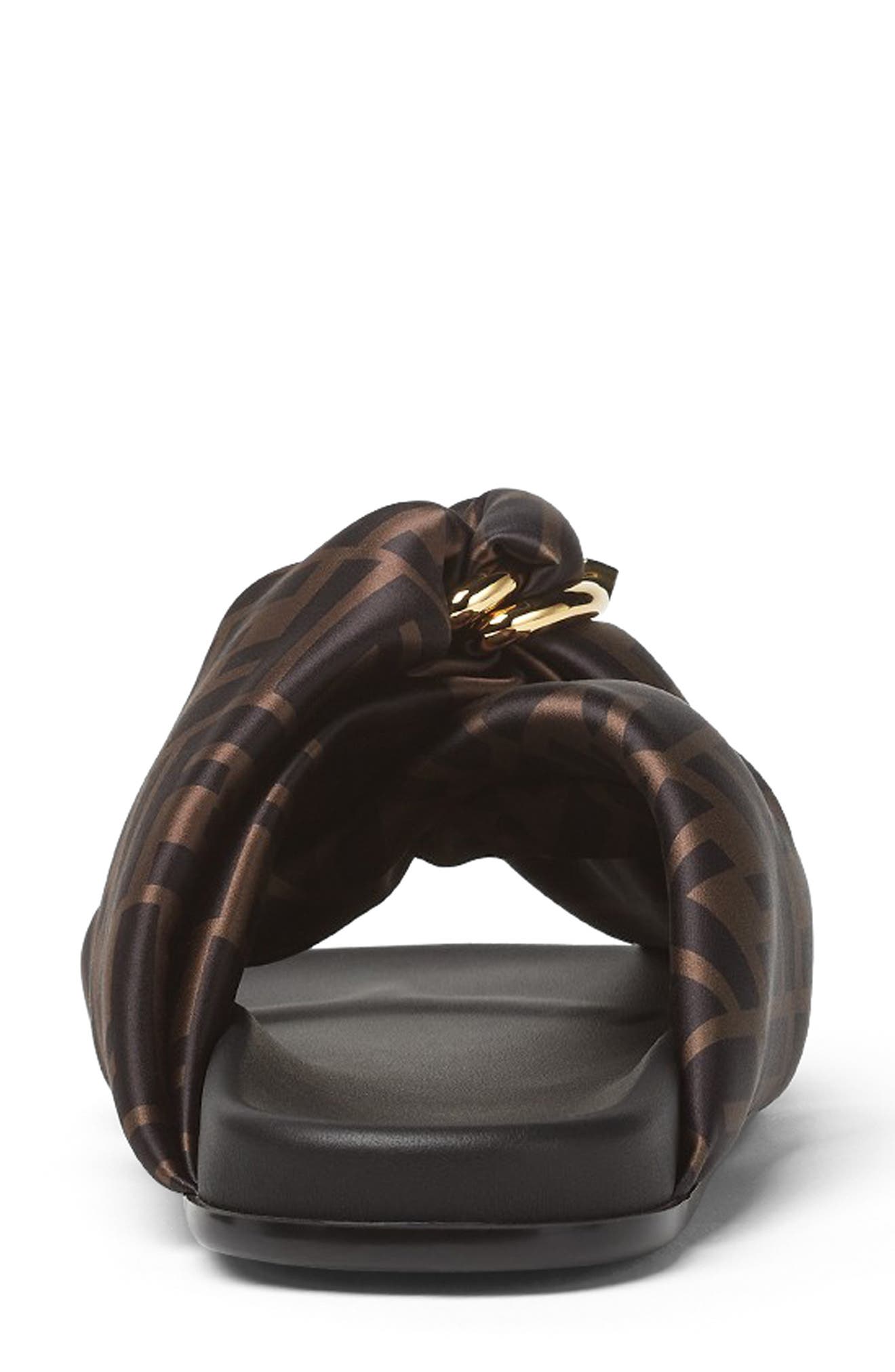 Fendi Feel Knotted Slide Sandal, Alternate, color, Tabacco Nero