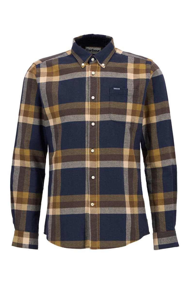 Folley Tailored Plaid Cotton Shirt, Alternate, color, NAVY