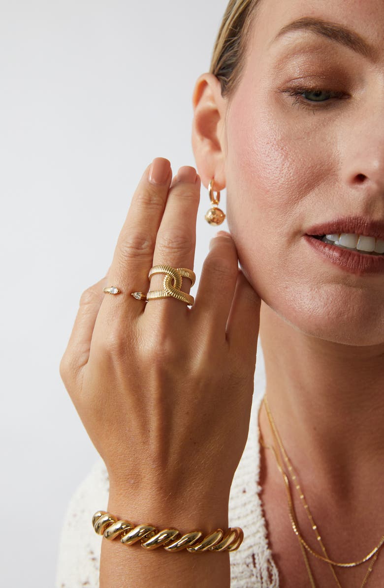 MIRANDA FRYE Lyra Cubic Zirconia Open Ring, Alternate, color, Gold