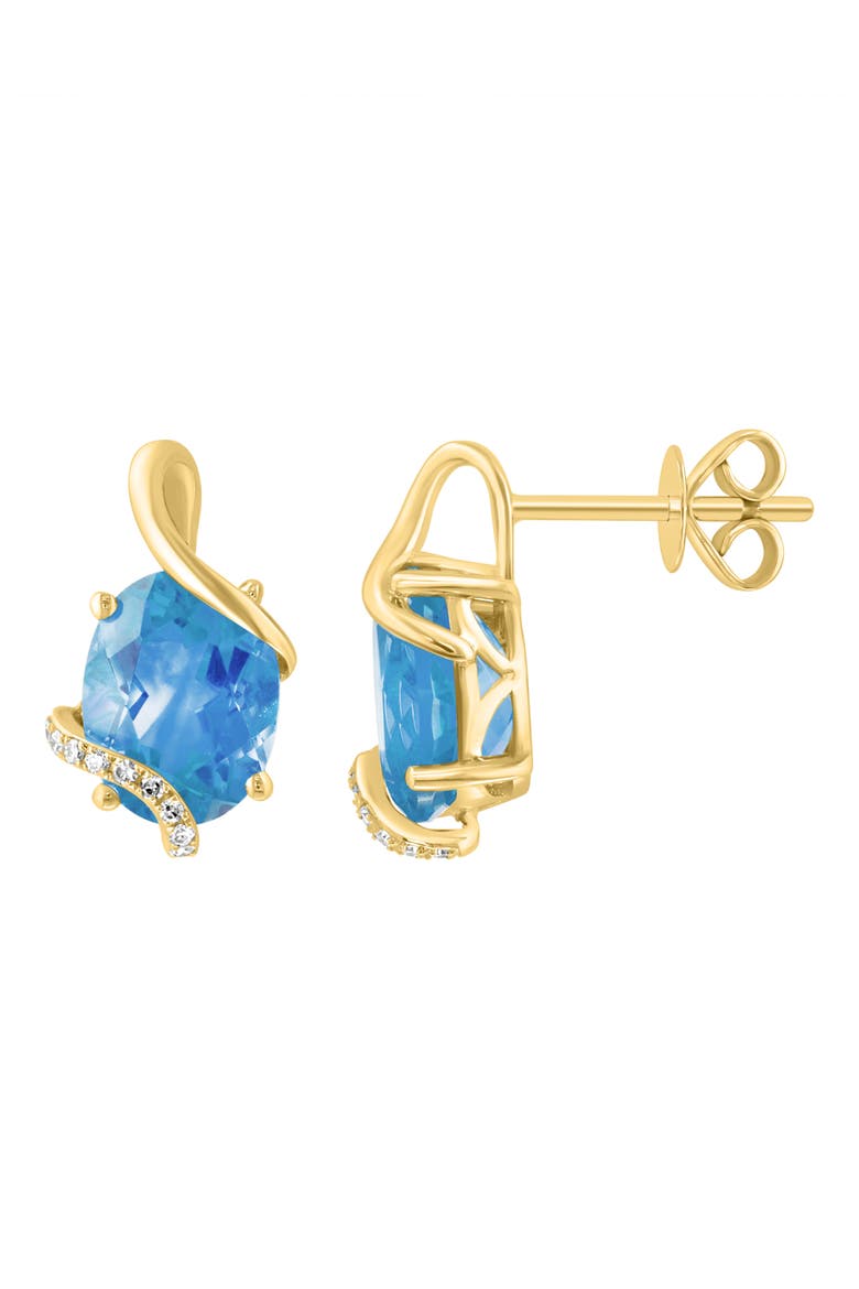Blue Topaz & Diamond Swirl Stud Earrings, Alternate, color, BLUE