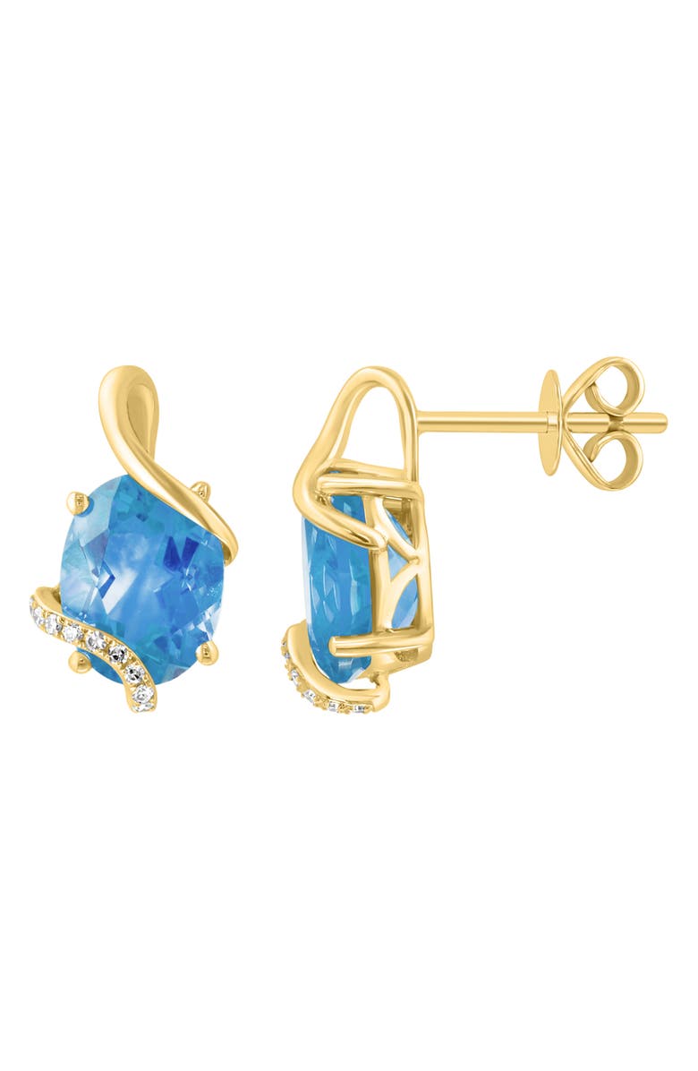EFFY Blue Topaz & Diamond Swirl Stud Earrings, Alternate, color, Blue