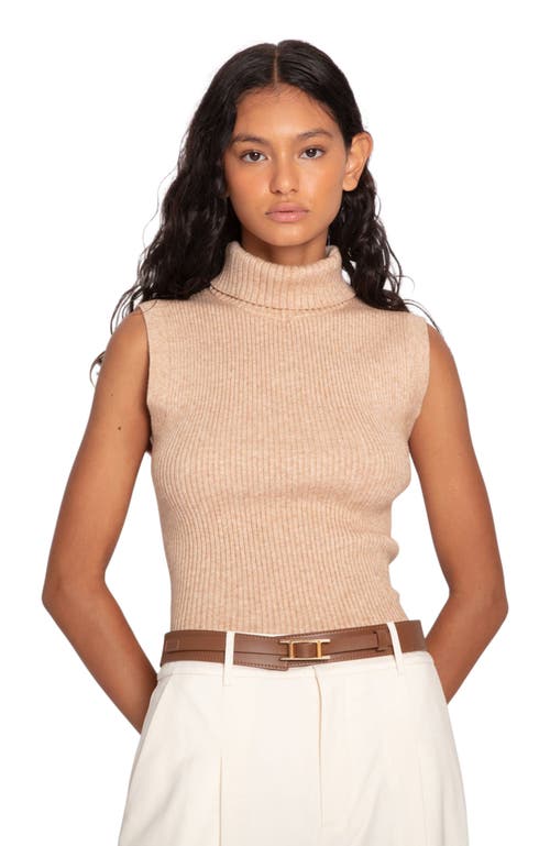 Belle & Bloom Equation Sleeveless Turtle Neck Knit In Brown